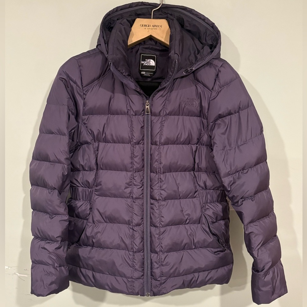The North Face Women's Purple Puffer Jacket with Hood